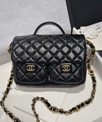 Chanel Top Handle With 2 pocket black caviar leather