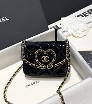 Chanel Heart Bag Black Patent Leather - 12.5x9.5x3cm - 2