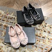 Chanel Kid Shoes Flat Ballet Tweed CC Logo - 1