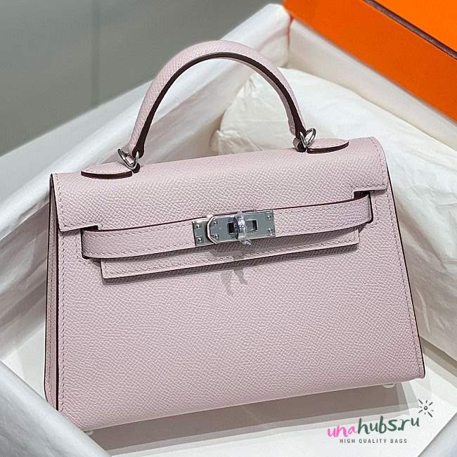 Hermes Kelly Mini Pink Silver Hardware - 19 x 12 x 6 cm - 1