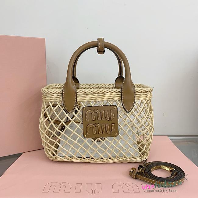 Miu Miu Woven farbic handbag with leather trim - 23.5x18x9cm - 1