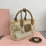 Miu Miu Woven farbic handbag with leather trim - 23.5x18x9cm - 6