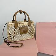 Miu Miu Woven farbic handbag with leather trim - 23.5x18x9cm - 4