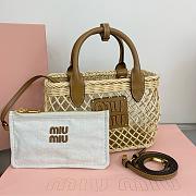 Miu Miu Woven farbic handbag with leather trim - 23.5x18x9cm - 3