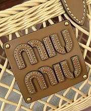 Miu Miu Mini Woven farbic handbag with leather trim  - 4