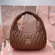 	 Miu Miu Wander matelassé nappa leather hobo brown bag - 29x24x10cm - 1