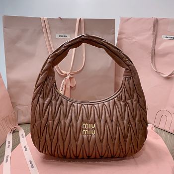 	 Miu Miu Wander matelassé nappa leather hobo brown bag - 29x24x10cm