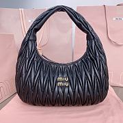 	 Miu Miu Wander matelassé nappa leather hobo black bag - 29x24x10cm - 1