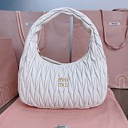 	 Miu Miu Wander matelassé nappa leather hobo white bag - 29x24x10cm - 1