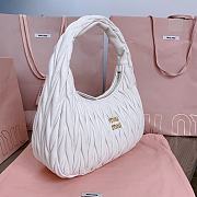 	 Miu Miu Wander matelassé nappa leather hobo white bag - 29x24x10cm - 3