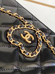 Wallet On Chain Patent Calfskin & Gold-Tone Metal Black - 12.3 × 19.2 × 3.5  - 3