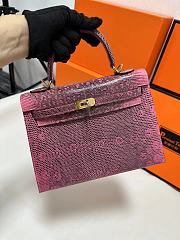 Hermes Kelly 25 A Rare, Shiny Ombre Salvator Lizard Sellier with Gold Hardware - 6