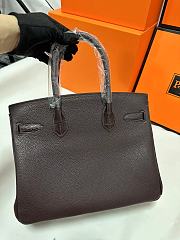 HERMÈS Matte Alligator Birkin Touch 25 handbag in Ebene Togo leather with Silver hardware - 6