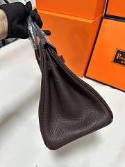 HERMÈS Matte Alligator Birkin Touch 25 handbag in Ebene Togo leather with Silver hardware - 4