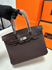 HERMÈS Matte Alligator Birkin Touch 25 handbag in Ebene Togo leather with Silver hardware - 3