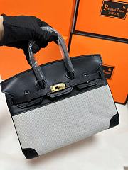 HERMES Toile H Swift Birkin 25 Black Bag - 1