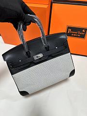 HERMES Toile H Swift Birkin 25 Black Bag - 2