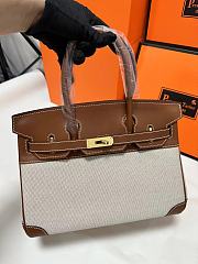 HERMES Toile H Swift Birkin 25 Brown Bag - 1