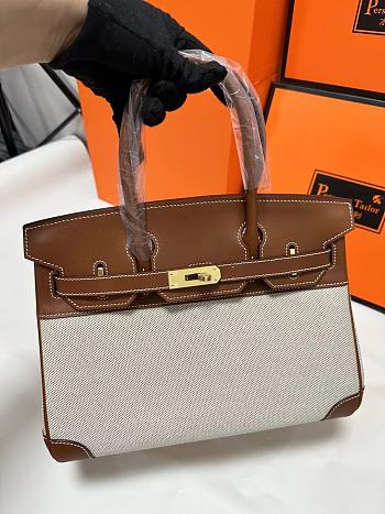 HERMES Toile H Swift Birkin 25 Brown Bag