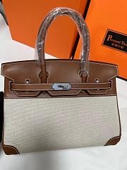 HERMES Toile H Swift Birkin 25 Brown Bag - 2