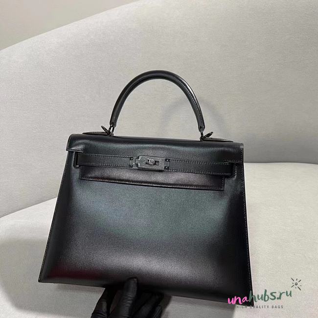 HERMÈS Kelly 28 Millenium in Black Box calfskin with Ruthenium hardware - 1