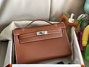 Hermes Natural Leather Mini kelly Bag 22CM Brown Silver Hardware - 1