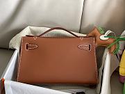 Hermes Natural Leather Mini kelly Bag 22CM Brown Silver Hardware - 2