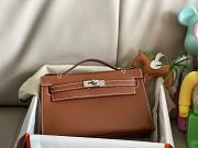 Hermes Natural Leather Mini kelly Bag 22CM Brown Silver Hardware - 4