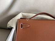 Hermes Natural Leather Mini kelly Bag 22CM Brown Silver Hardware - 6