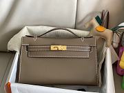 	 Hermes Natural Leather Mini kelly Bag 22CM Dove Grey Gold Hardware - 5