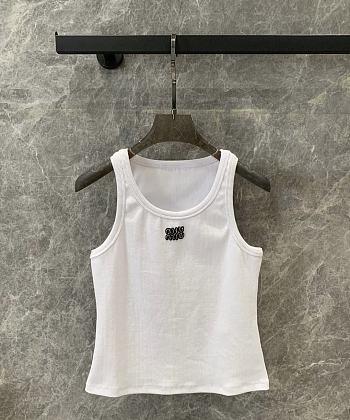 Miu Miu Women White Tank Top Black Logo