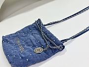 Chanel Mini 22 Bag Blue Studded Denim Silver Hardware - 6