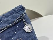 Chanel Mini 22 Bag Blue Studded Denim Silver Hardware - 3