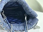 Chanel Mini 22 Bag Blue Studded Denim Silver Hardware - 2