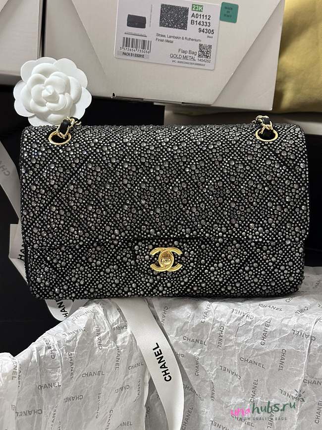 	 Chanel Strass Encrusted Sparkle Black Bag 25cm - 1