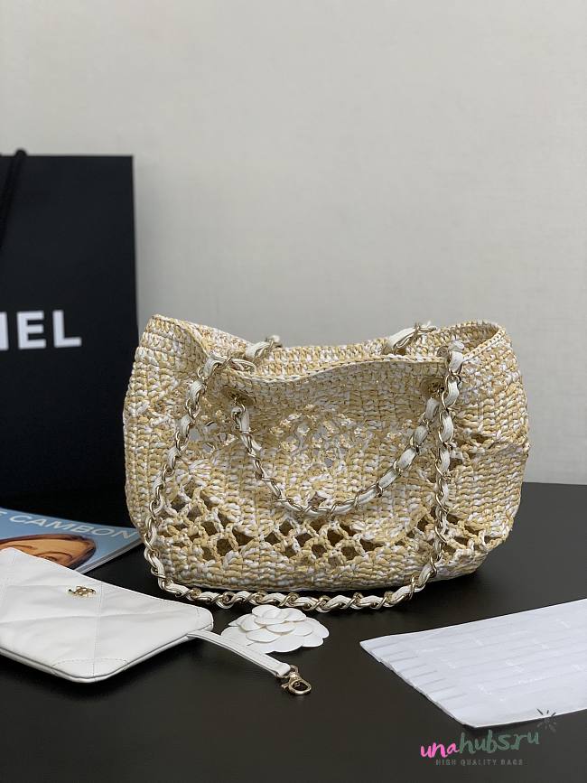 Chanel Small Tote Raffia Effect Braided & Gold-Tone Metal - 24.5 × 32 × 10 cm  - 1