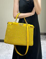 Fendi Peekaboo Yellow Medium Interlace Bag - 33cm - 1