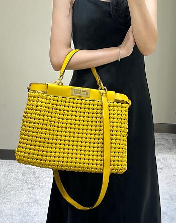 Fendi Peekaboo Yellow Medium Interlace Bag - 33cm