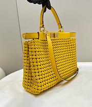 Fendi Peekaboo Yellow Medium Interlace Bag - 33cm - 4