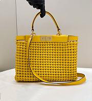 Fendi Peekaboo Yellow Medium Interlace Bag - 33cm - 2