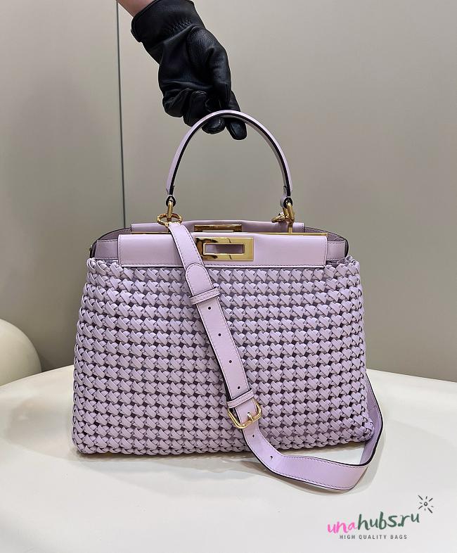 Fendi Peekaboo Purple Medium Interlace Bag - 33cm - 1