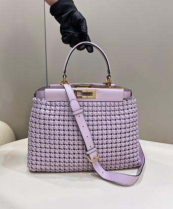 Fendi Peekaboo Purple Medium Interlace Bag - 33cm