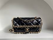 Chanel Lambskin Quilted Pearl Edge Mini Rectangular Flap Bag Black 20cm - 1