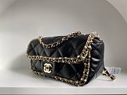 Chanel Lambskin Quilted Pearl Edge Mini Rectangular Flap Bag Black 20cm - 6