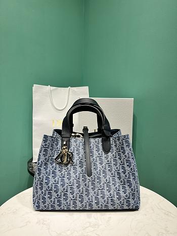 Dior Toujours Bag Blue Denim Dior Oblique Jacquard - 28.5*19*21cm