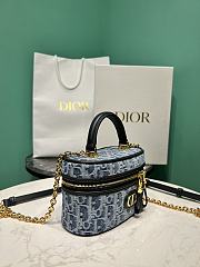 Dior 30 Montaigne Mini Vanity Case Blue Denim Dior Oblique Jacquard 16.5*8*9.5cm - 2