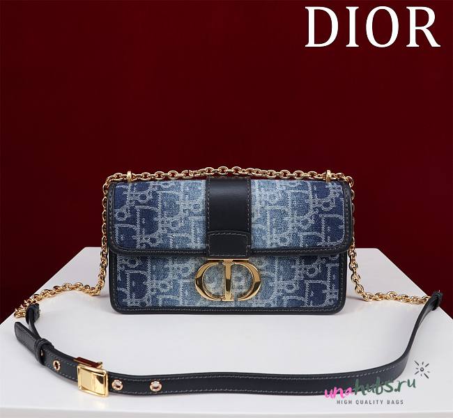 Dior 30 Montaigne East West Bag Blue Denim Dior Oblique Jacquard 21 x 12 x 6cm - 1