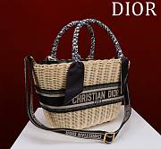 Dior Hat Basket Bag Natural Wicker and Blue Dior Oblique Jacquard - 35 x 20.5 x 11 cm - 3