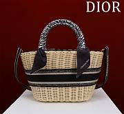 Dior Hat Basket Bag Natural Wicker and Blue Dior Oblique Jacquard - 35 x 20.5 x 11 cm - 2