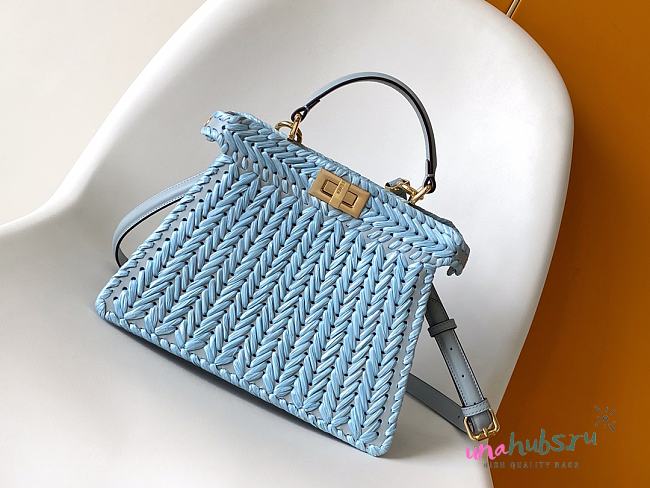 Peekaboo ISeeU Petite blue braided leather bag - 27-11-21cm - 1